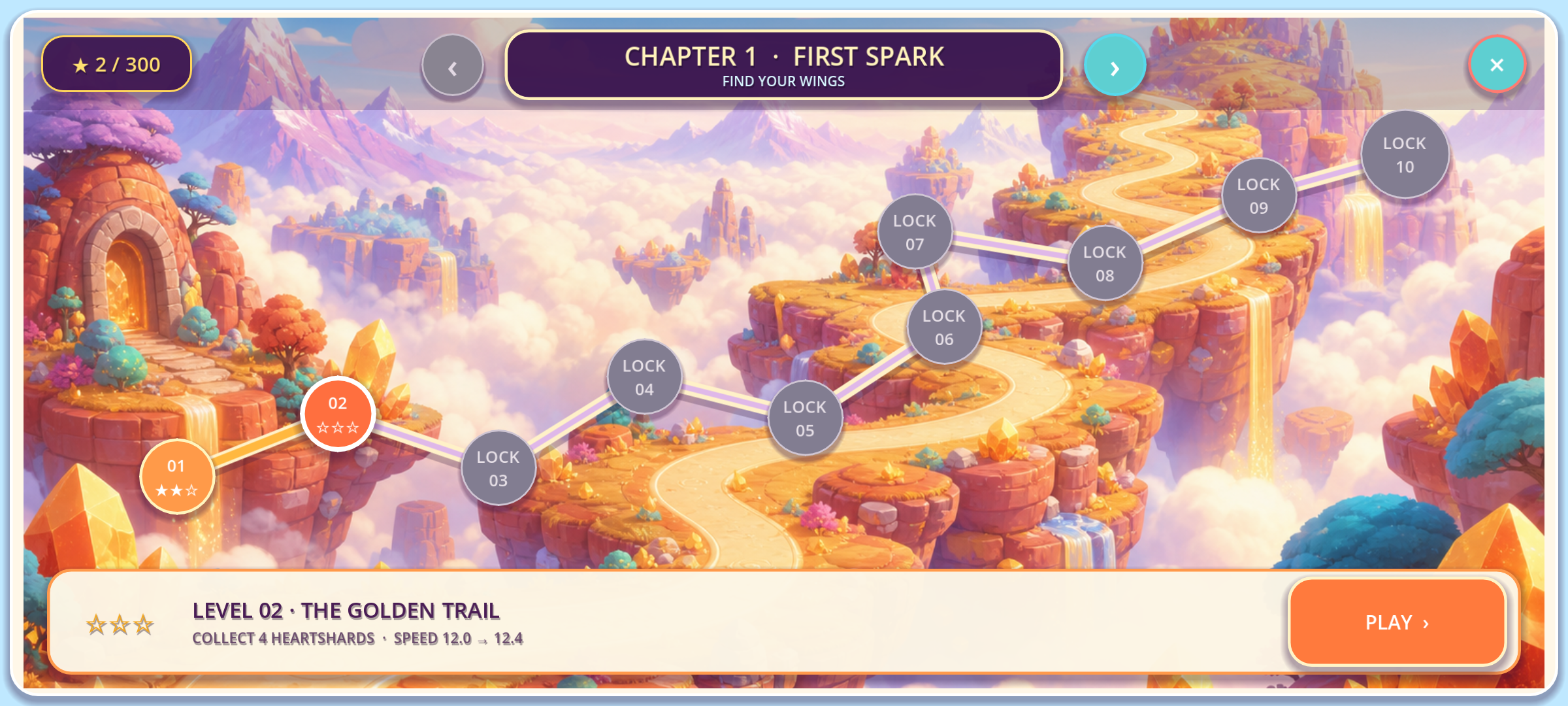 Emberhart's illustrated chapter map with ten level nodes